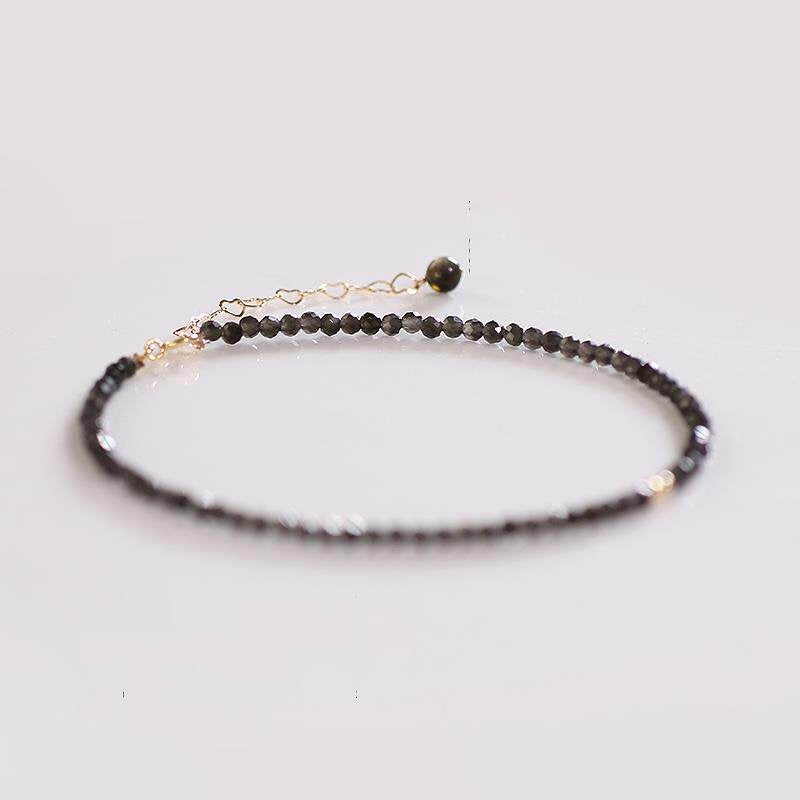 Ultra-Fine Natural Obsidian Anklet – Handmade Crystal Jewelry for Women