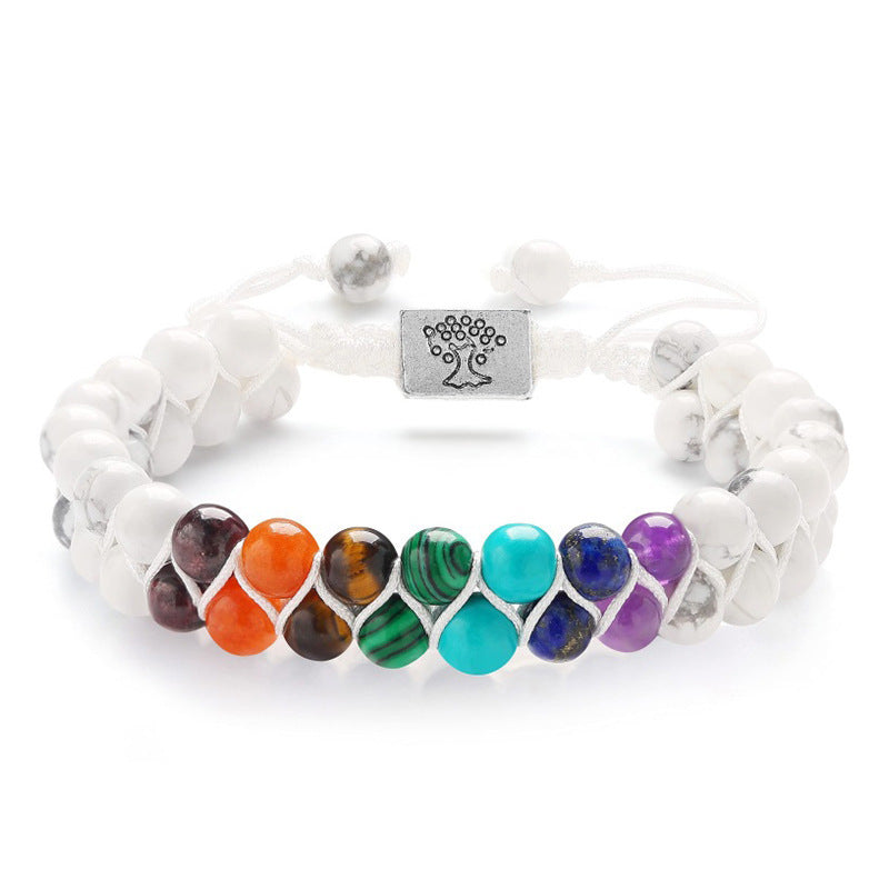 Handmade 7 Chakra Healing Crystal Bracelet – Natural Gemstone Double Layer Yoga Meditation Jewelry