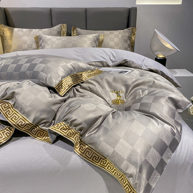 Luxury Silk Cotton Bedding Set – Fitted Sheet & Quilt Cover