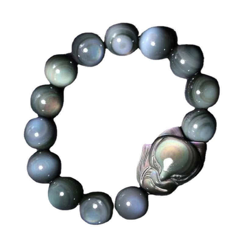 Handmade Obsidian Fox Bracelet – Natural Crystal Couple Jewelry