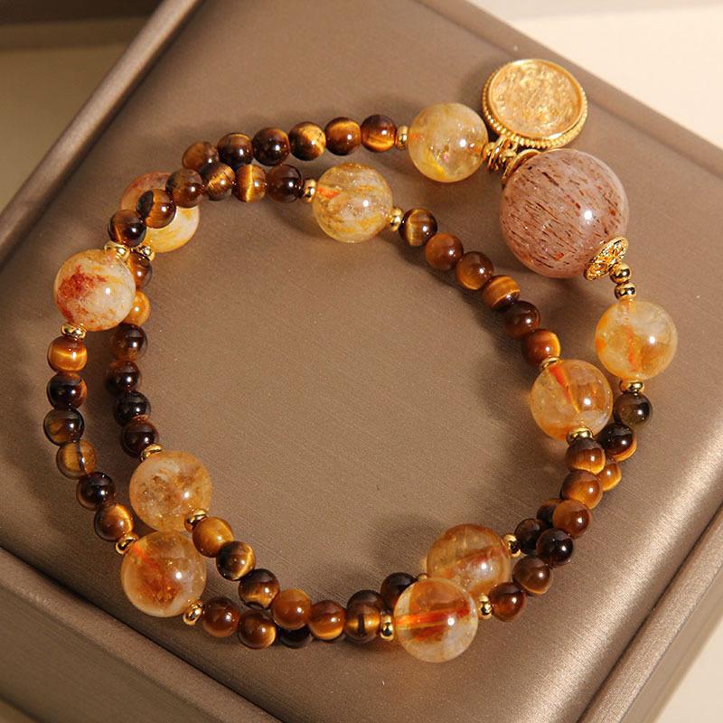 Handmade Natural Citrine & Tiger Eye Bracelet for Women
