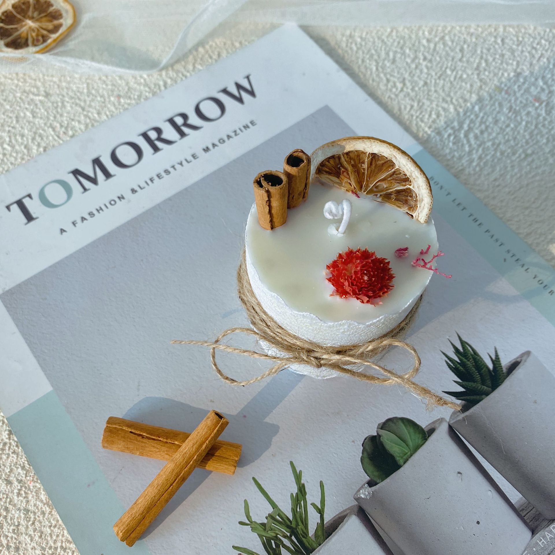 Cinnamon Lemon Aromatherapy Candle – Indoor Round Cup Fragrance