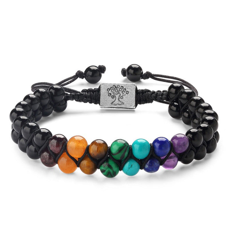 Handmade 7 Chakra Healing Crystal Bracelet – Natural Gemstone Double Layer Yoga Meditation Jewelry