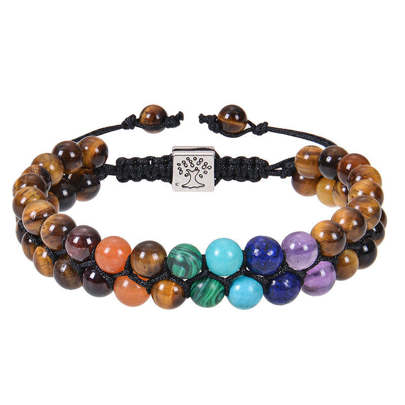 Handmade 7 Chakra Healing Crystal Bracelet – Natural Gemstone Double Layer Yoga Meditation Jewelry