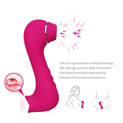 Double-Head Vibrator for Women – Sucking, Tongue-Licking & G-Spot Patting Dildo with Clitoral & Vaginal Stimulation – Rechargeable Intimate Toy for Solo or Couple Play - Image 5