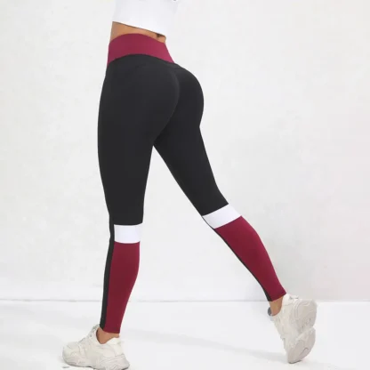 Colorblock High Waist Yoga Leggings for Women – Tummy Control Workout Pants | Stylish Gym & Fitness Leggings - Image 4