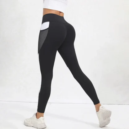 Colorblock High Waist Yoga Leggings for Women – Tummy Control Workout Pants | Stylish Gym & Fitness Leggings - Image 12