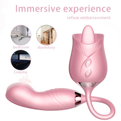 Rose-Licking Thrusting Vibrator – G-Spot, Clitoris & Nipple Stimulator for Women, Multi-Speed Adult Toy for Couples 18+ - Image 24