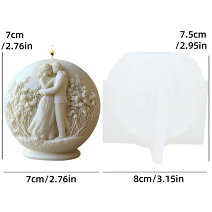 Embossed Couple Sphere Candle Mold – Silicone Mould for Wedding Decor, Resin, Gypsum & Wax – Male & Female Goddess Design - Image 10