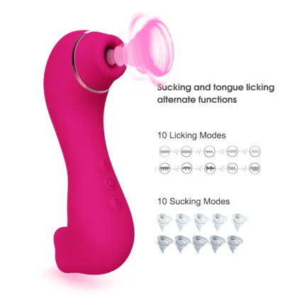 Double-Head Vibrator for Women – Sucking, Tongue-Licking & G-Spot Patting Dildo with Clitoral & Vaginal Stimulation – Rechargeable Intimate Toy for Solo or Couple Play - Image 4