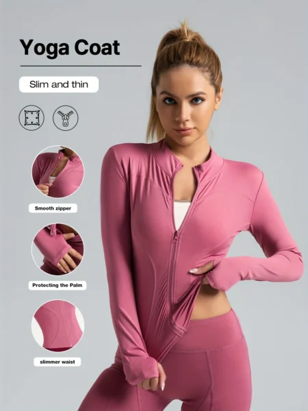 Slim Fit Women’s Sports Jacket – Moisture-Wicking Yoga Coat for Fitness & Running - Image 12