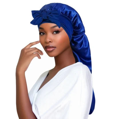 Soft Silky Long Satin Bonnet for Natural & Curly Hair – Extra Large Sleep Cap with Adjustable Tie for Women - Image 7
