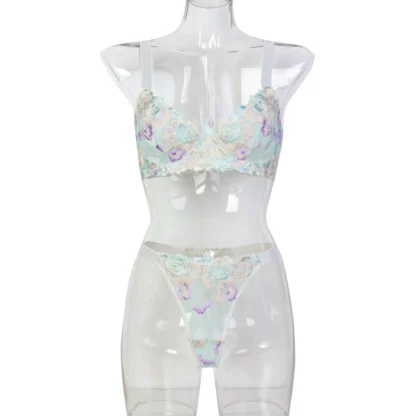 Luxury Romantic Peach Blossom Embroidery Lingerie Set – Sexy 3D Jacquard Push-Up Bra & Panty - Image 6