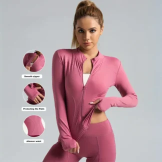 Slim Fit Women’s Sports Jacket – Moisture-Wicking Yoga Coat for Fitness & Running