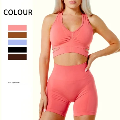 Seamless Yoga Set for Women – High Waist Hip-Lifting Shorts & Beauty Back Sports Bra | Gym Workout Clothes & Fitness Leggings Suit - Image 2