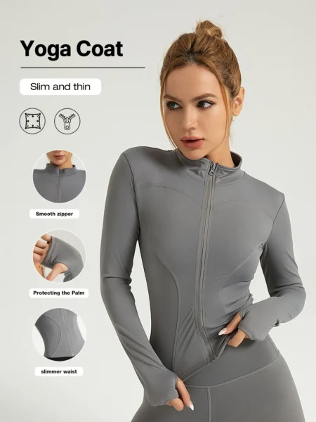 Slim Fit Women’s Sports Jacket – Moisture-Wicking Yoga Coat for Fitness & Running - Image 14