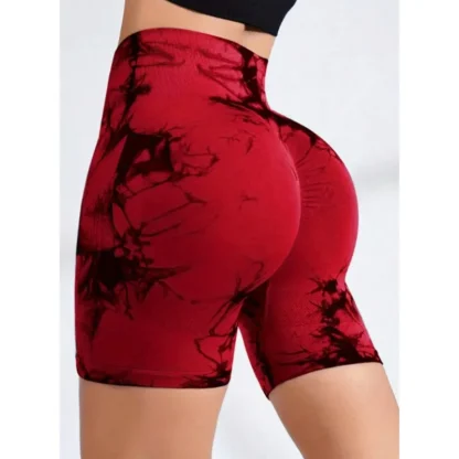 High-Waisted Tie-Dye Yoga Shorts for Women – Scrunch Butt Lift Workout Shorts - Image 3
