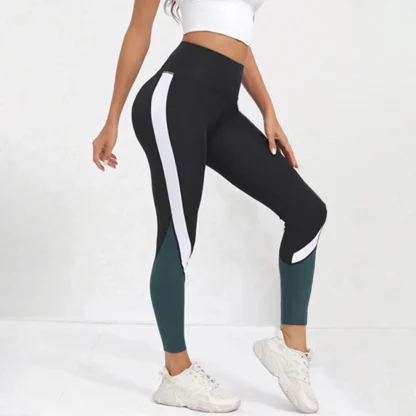 Colorblock High Waist Yoga Leggings for Women – Tummy Control Workout Pants | Stylish Gym & Fitness Leggings - Image 2