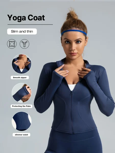Slim Fit Women’s Sports Jacket – Moisture-Wicking Yoga Coat for Fitness & Running - Image 17