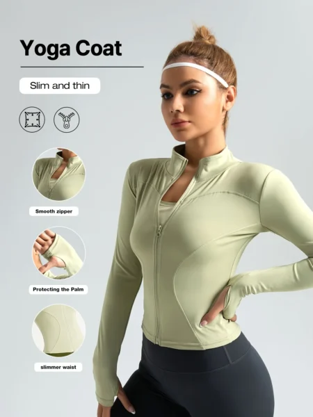 Slim Fit Women’s Sports Jacket – Moisture-Wicking Yoga Coat for Fitness & Running - Image 11