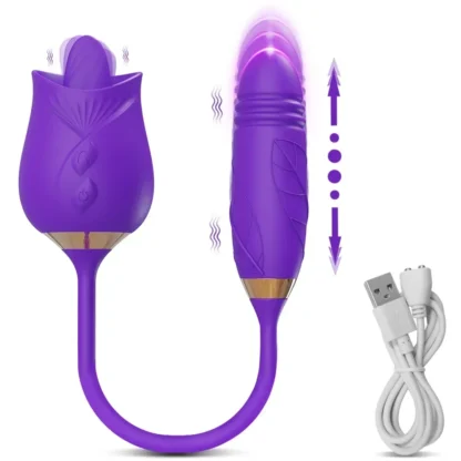 Rose-Licking Thrusting Vibrator – G-Spot, Clitoris & Nipple Stimulator for Women, Multi-Speed Adult Toy for Couples 18+ - Image 10