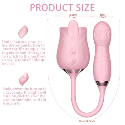 Rose-Licking Thrusting Vibrator – G-Spot, Clitoris & Nipple Stimulator for Women, Multi-Speed Adult Toy for Couples 18+ - Image 26