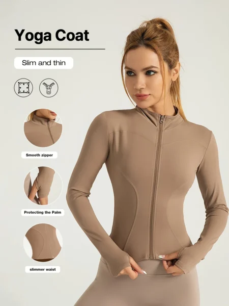 Slim Fit Women’s Sports Jacket – Moisture-Wicking Yoga Coat for Fitness & Running - Image 13