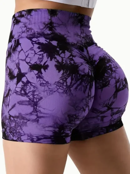 High-Waisted Tie-Dye Yoga Shorts for Women – Scrunch Butt Lift Workout Shorts - Image 18