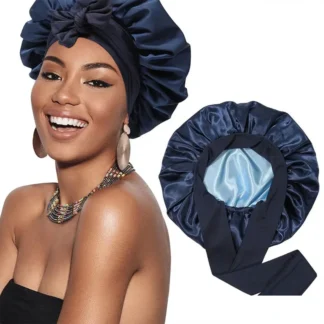 Soft Satin Hair Cap for Sleeping – Double-Layered, Round Beanie Bonnet for Nighttime Haircare