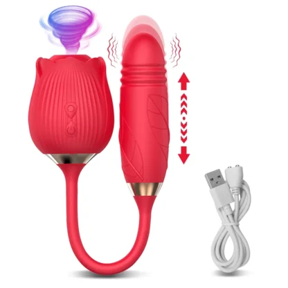 Rose-Licking Thrusting Vibrator – G-Spot, Clitoris & Nipple Stimulator for Women, Multi-Speed Adult Toy for Couples 18+ - Image 11