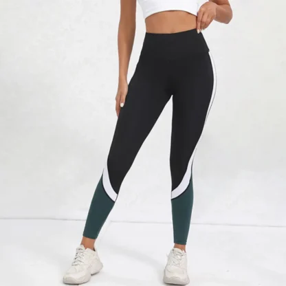 Colorblock High Waist Yoga Leggings for Women – Tummy Control Workout Pants | Stylish Gym & Fitness Leggings - Image 3