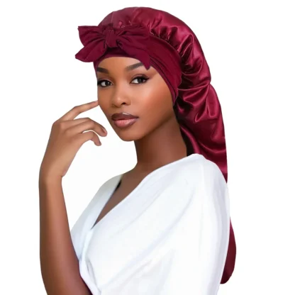 Soft Silky Long Satin Bonnet for Natural & Curly Hair – Extra Large Sleep Cap with Adjustable Tie for Women - Image 12