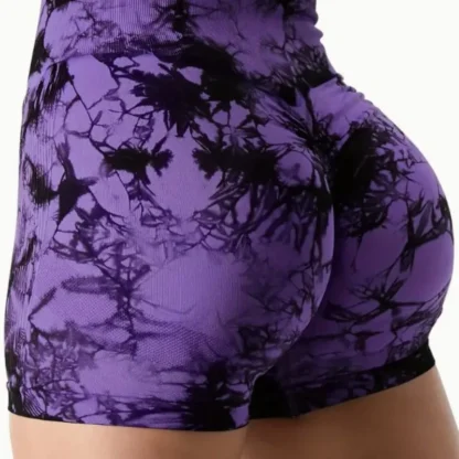 High-Waisted Tie-Dye Yoga Shorts for Women – Scrunch Butt Lift Workout Shorts - Image 4