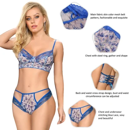 Luxury Plus Size Lace Lingerie Set – Sexy 2-Piece Floral Bra & Briefs for Women - Image 5