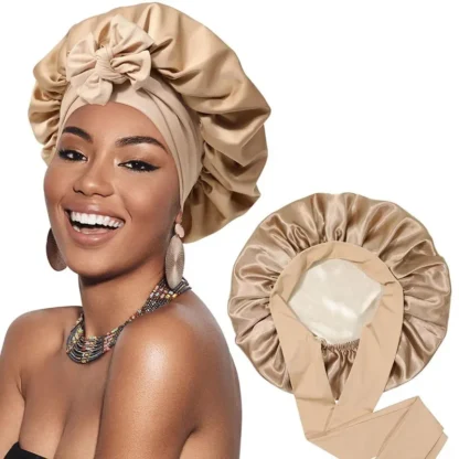 Soft Satin Hair Cap for Sleeping – Double-Layered, Round Beanie Bonnet for Nighttime Haircare - Image 9