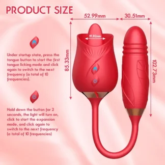 Rose-Licking Thrusting Vibrator – G-Spot, Clitoris & Nipple Stimulator for Women, Multi-Speed Adult Toy for Couples 18+