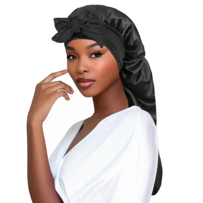 Soft Silky Long Satin Bonnet for Natural & Curly Hair – Extra Large Sleep Cap with Adjustable Tie for Women - Image 13