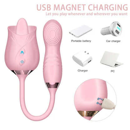 Rose-Licking Thrusting Vibrator – G-Spot, Clitoris & Nipple Stimulator for Women, Multi-Speed Adult Toy for Couples 18+ - Image 25