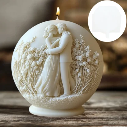 Embossed Couple Sphere Candle Mold – Silicone Mould for Wedding Decor, Resin, Gypsum & Wax – Male & Female Goddess Design - Image 3