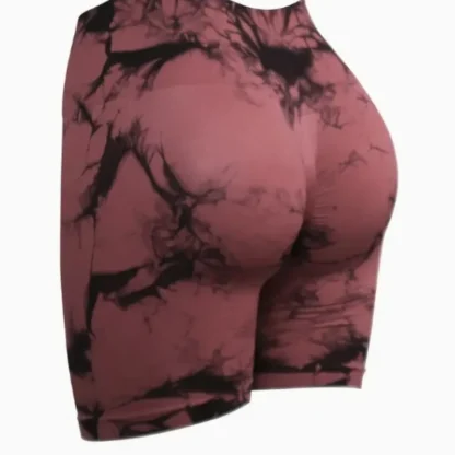 High-Waisted Tie-Dye Yoga Shorts for Women – Scrunch Butt Lift Workout Shorts - Image 5