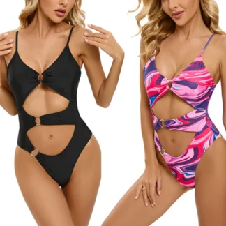 NADANBAO Sexy Backless One-Piece Swimsuit – Women’s Cutout Monokini Swimwear, Cross-Border Fashion Biquini