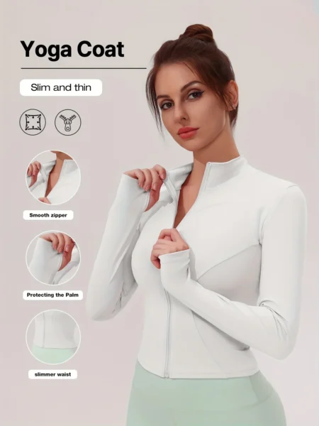 Slim Fit Women’s Sports Jacket – Moisture-Wicking Yoga Coat for Fitness & Running - Image 8