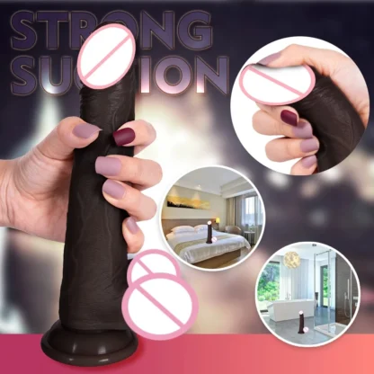 3-in-1 Realistic Black Dildo Vibrator for Women – Heating, Thrusting, Swinging Silicone Penis with Suction Cup, Vibrating Adult Sex Toy - Image 5