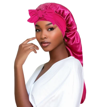 Soft Silky Long Satin Bonnet for Natural & Curly Hair – Extra Large Sleep Cap with Adjustable Tie for Women - Image 8