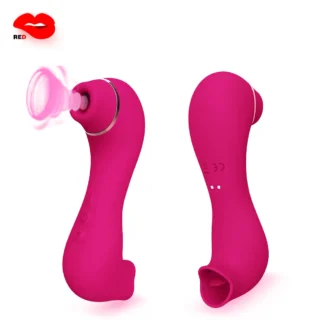 Double-Head Vibrator for Women – Sucking, Tongue-Licking & G-Spot Patting Dildo with Clitoral & Vaginal Stimulation – Rechargeable Intimate Toy for Solo or Couple Play