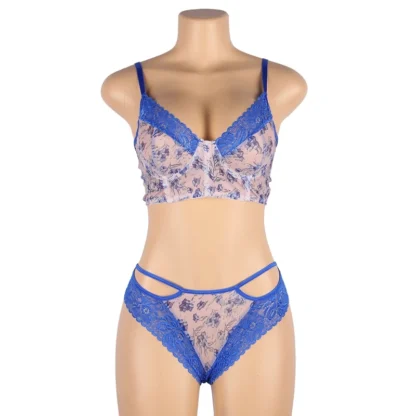 Luxury Plus Size Lace Lingerie Set – Sexy 2-Piece Floral Bra & Briefs for Women - Image 6