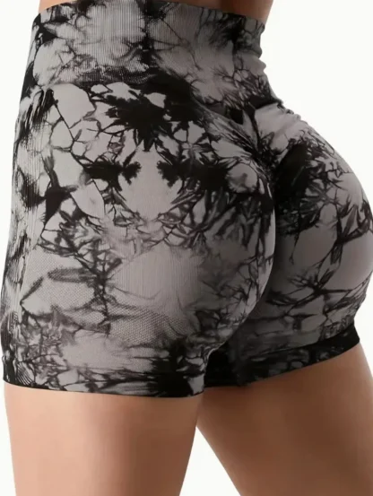 High-Waisted Tie-Dye Yoga Shorts for Women – Scrunch Butt Lift Workout Shorts - Image 9