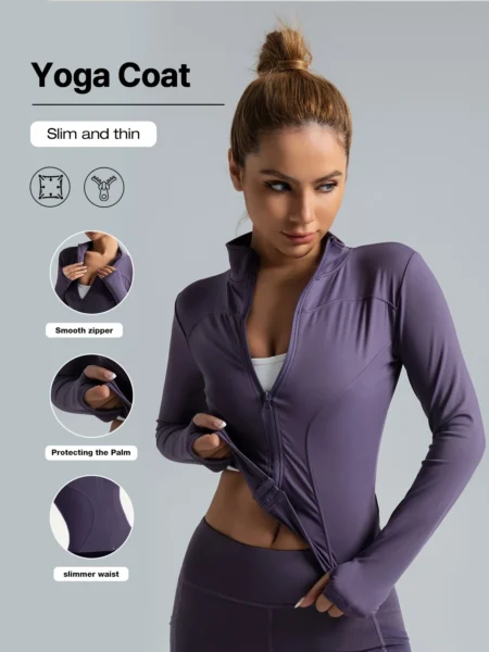 Slim Fit Women’s Sports Jacket – Moisture-Wicking Yoga Coat for Fitness & Running - Image 18