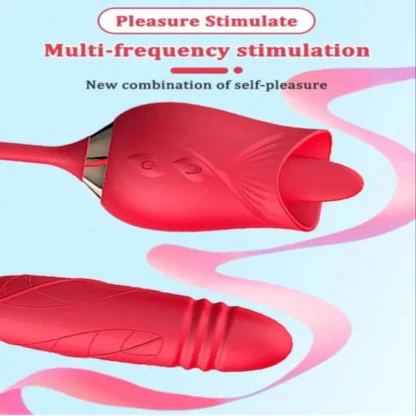 Rose Thrusting & Rotating Vibrator – Dildo with Tongue Licking, Clit, Nipple & G-Spot Stimulator, Vibrating Anal Plug Sex Toy for Women - Image 6