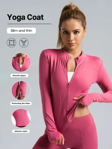 Slim Fit Women’s Sports Jacket – Moisture-Wicking Yoga Coat for Fitness & Running - Image 7
